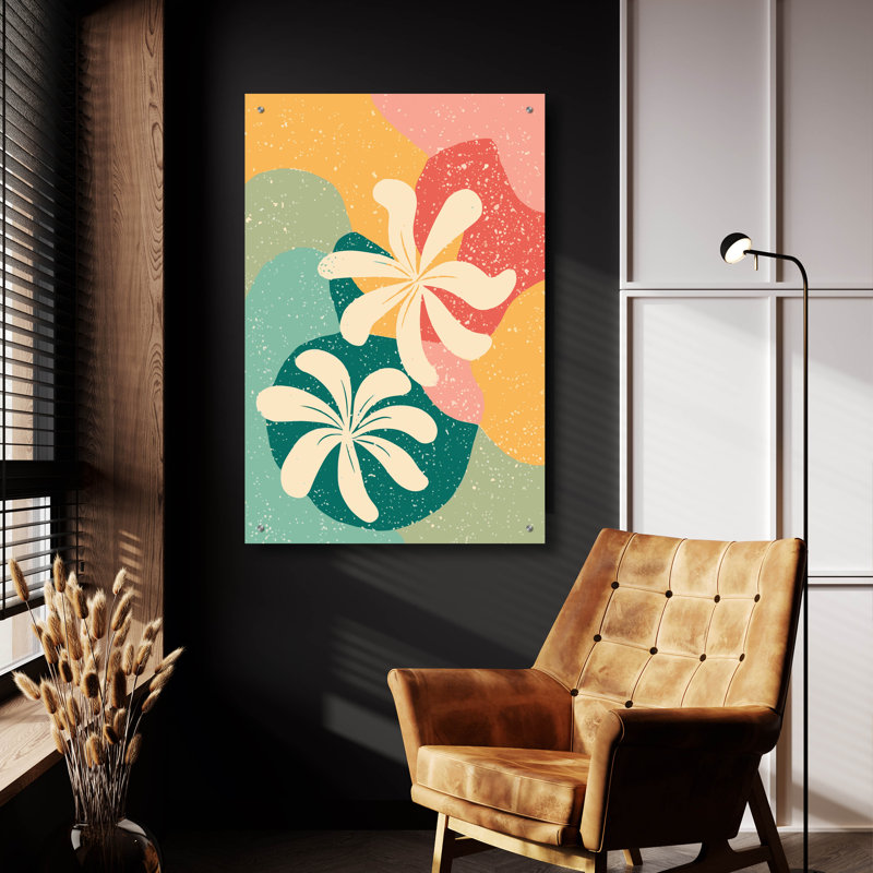 Art mural en verre Winston Porter «Abstract Flowers» par Andreas Magnusson, H 36 po x l 24 po x P 0,2 po