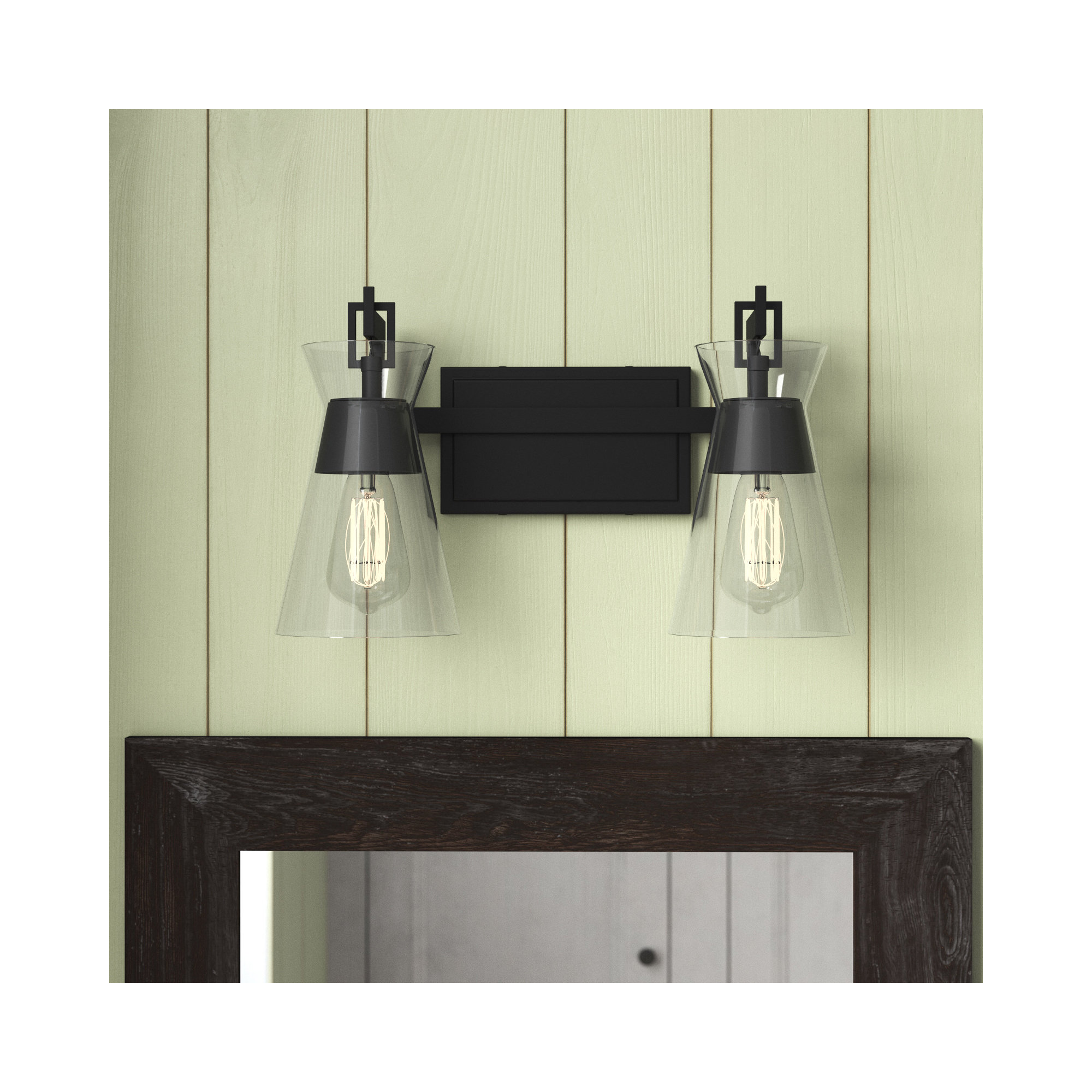 Kesia Bathroom Vanity Light, Black, 9.5" H x 16" W x 16" D, 2 Lights