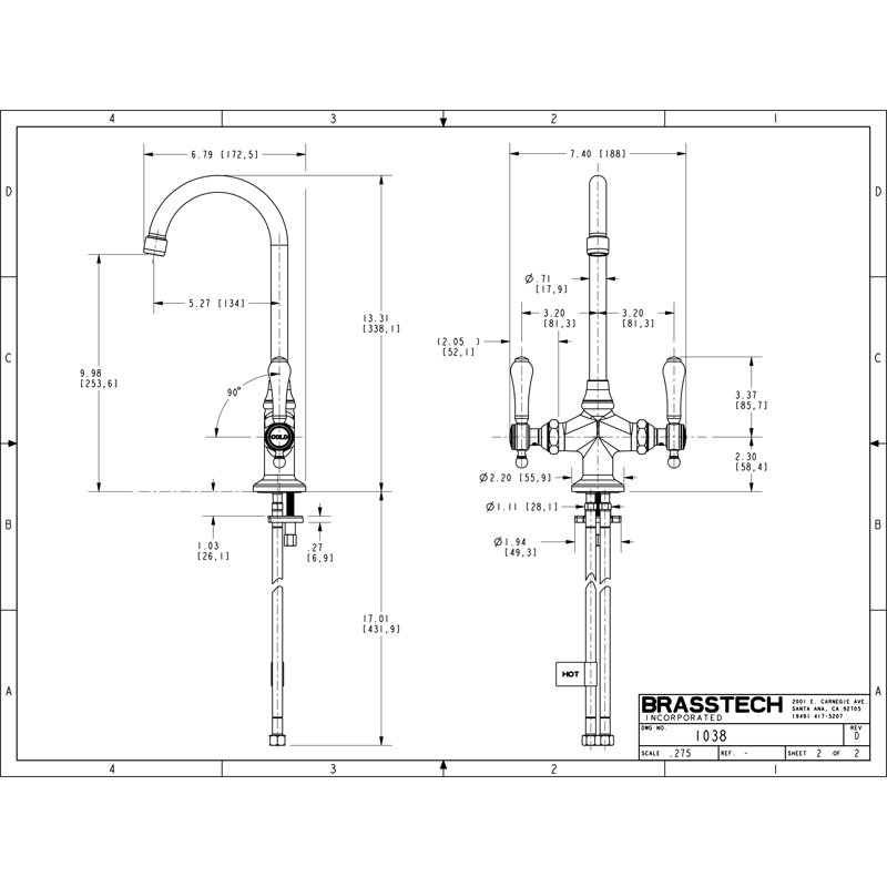 Chesterfield Bar Faucet, Polished Chrome