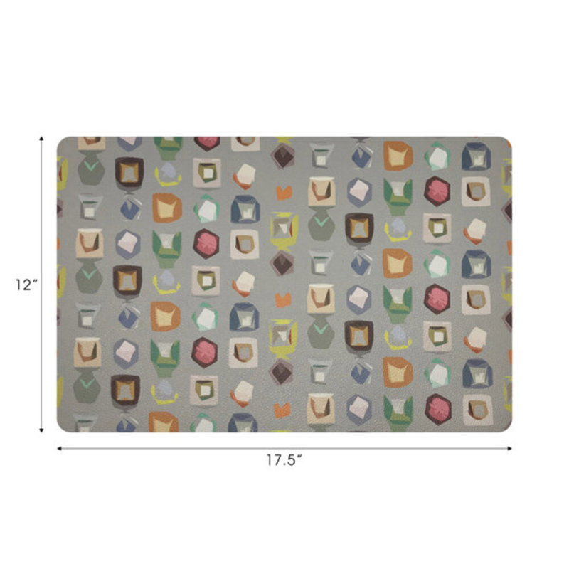 Color Pop Vegan Leather Rectangle Pebble Placemat, Gray