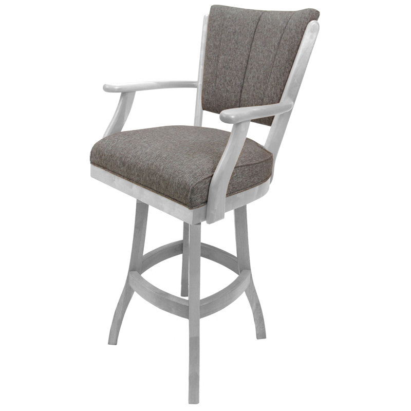 Mojave Grey and White Swivel 26'' Upholstered Counter Stool