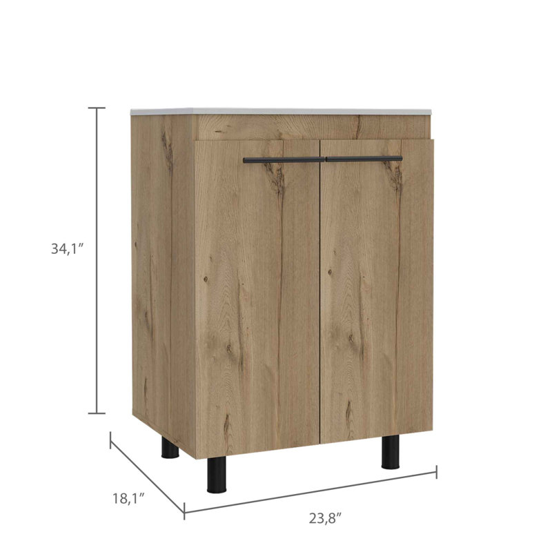 Meuble-lavabo autoportant de 24 po avec tablette interne Selma, blanc, Naturel
