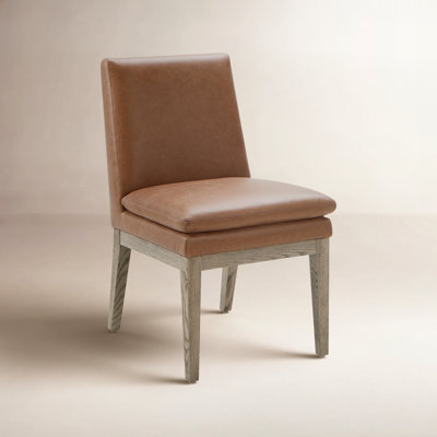 Bethea Genuine Leather Oak Dining Chair