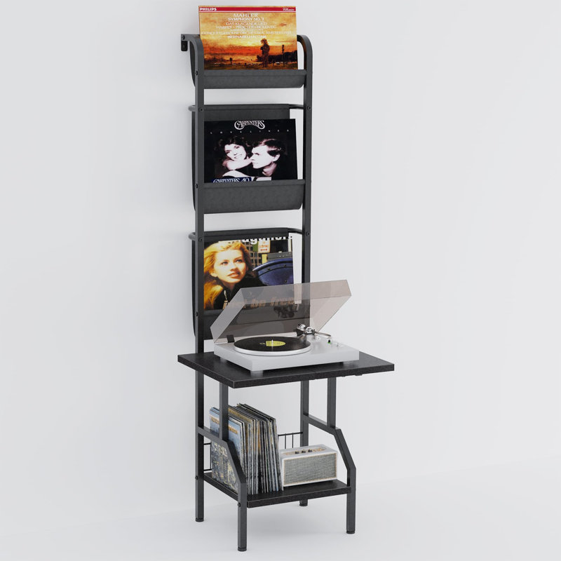 Manufactured Wood,Metal 144cm H Media Shelves, Black