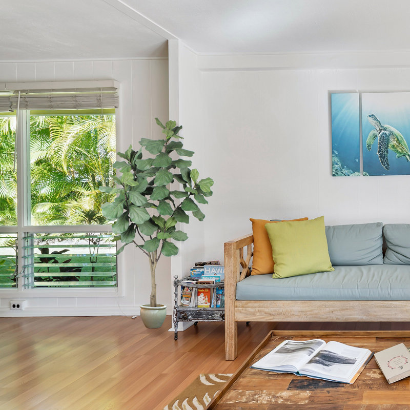 Faux Fiddle Leaf Fig Tree in Vase, 84" H x 36" W x 12" D
