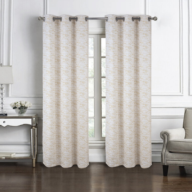 Paire de rideaux en jacquard tissé Aryella, Or, 36 po x 84 po, 2