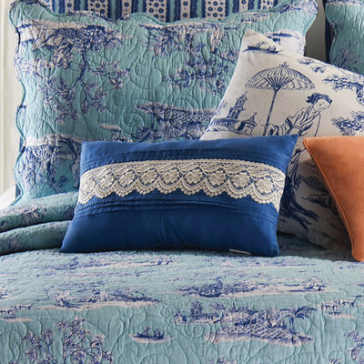 Hampstead Wedgewood Lace Applique Pillow