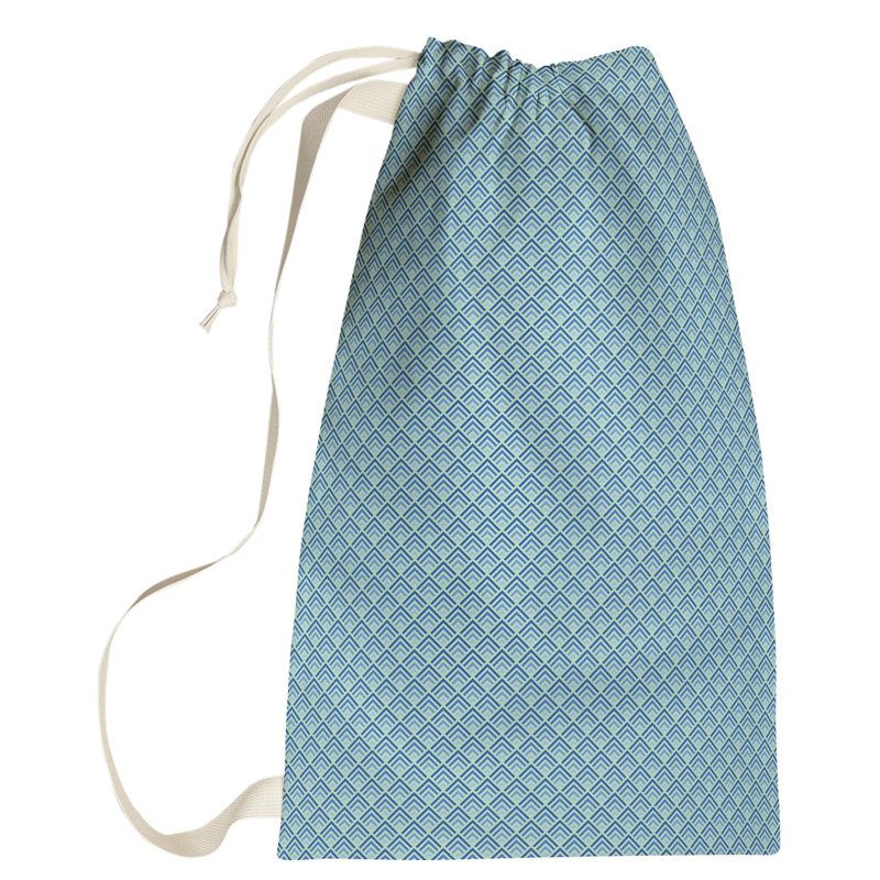 Sac à linge géométrique, Petit (H 64 po x l 20 po x P 1,5 po), Vert / Bleu