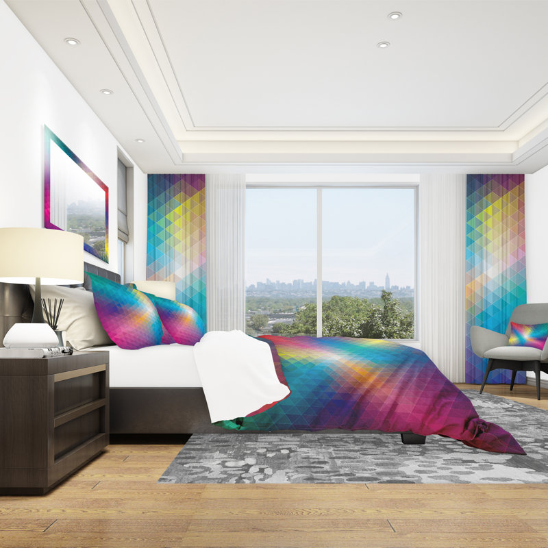 Twin Multicolor Geometric Microfiber Duvet Cover Set