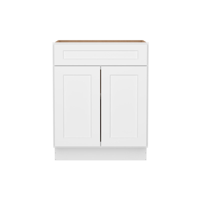 Furinno Shaker Drawer Base Kitchen Cabinet with 2-Doors, Ready to Assemble, 24 D x 27 W x 34.5 H, White, 27"