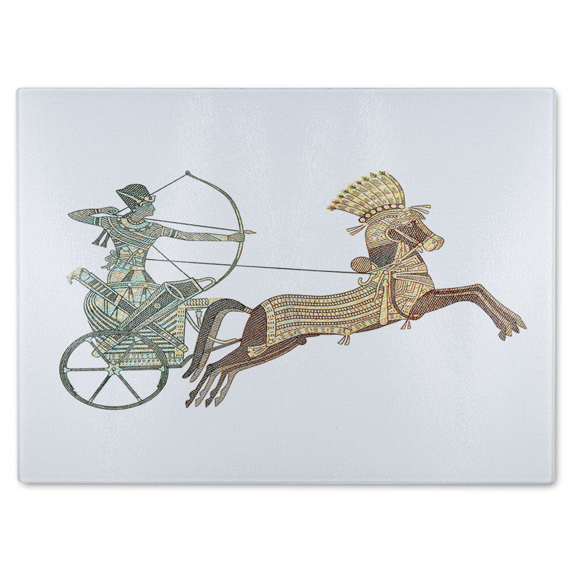 Pharaoh On War Chariot Glass Chopping Board
