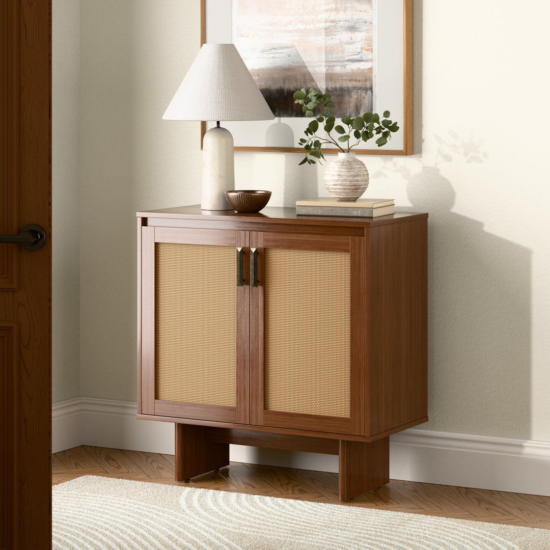 2 Rattan Doors Accent Cabinet, Sideboard Buffet Cabinet With Storage Bayou Breeze