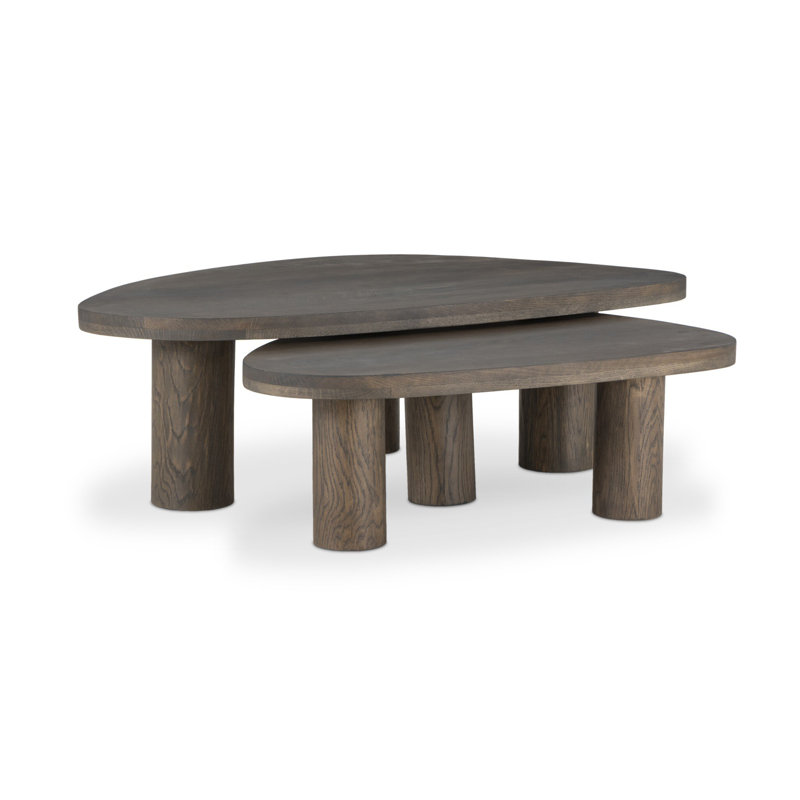 Zion Solid Wood Nesting Coffee Table, Gray Tobacco Oak