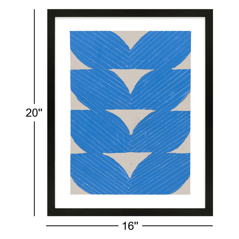 Blue Chevron Painting by Andrea Stokes, Black, 20" H x 16" W