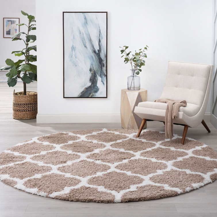 Etta Avenue™ Jasmyn Performance Tan/White Shag Rug & Reviews | Wayfair