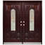 Porte d'entrée extérieure pré-montée en acajou prête à installer pour l'extérieur-63646194-63646192