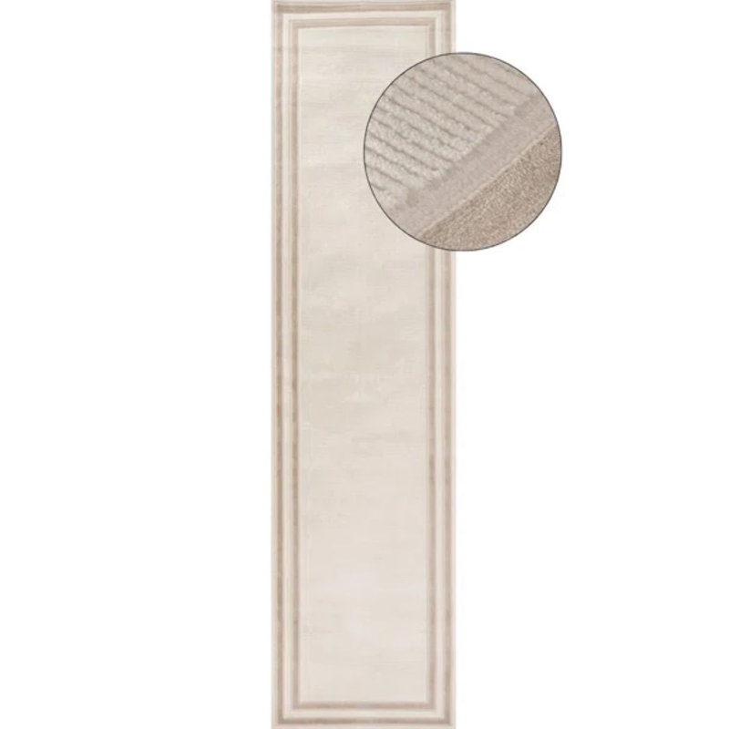 Carmel Modern Bordered Cream/Beige Area Rug, Runner 80 x 300 cm
