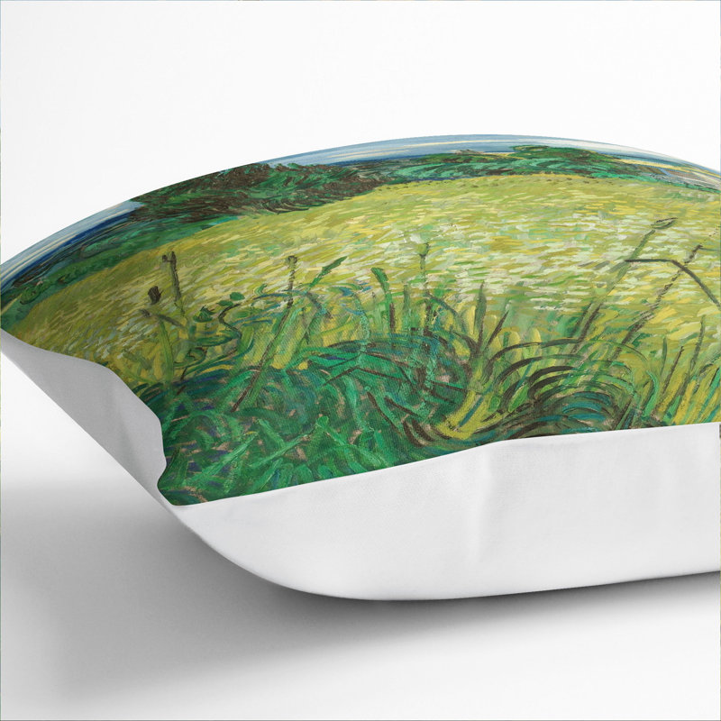 Green Field Square Throw Cushion, White, 40cm H x 40cm W x 15cm D