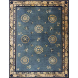 Antique Peking Chinese Allover Blue 1920s Rug
