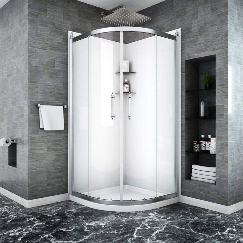Porte de douche 36 po x 75 po Cabine de douche encadrée en chrome