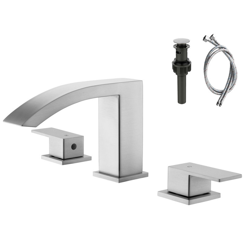 Robinet de lavabo pour salle de bain à poignée double 8 "avec bonde escamotable 8", Brushed Nickel