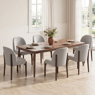 Ensemble de 6 chaises de salle à manger en bois rembourrées en tissu