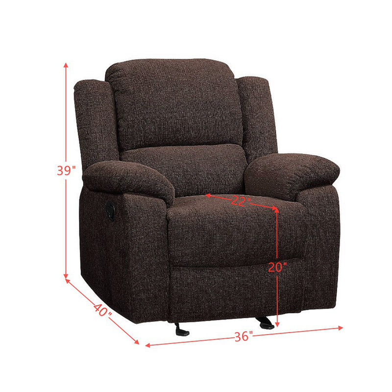 Brown Velvet Recliner with Wood Frame