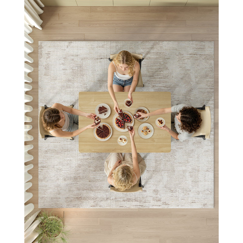 Dining Table with Wood Base, Brown and Black