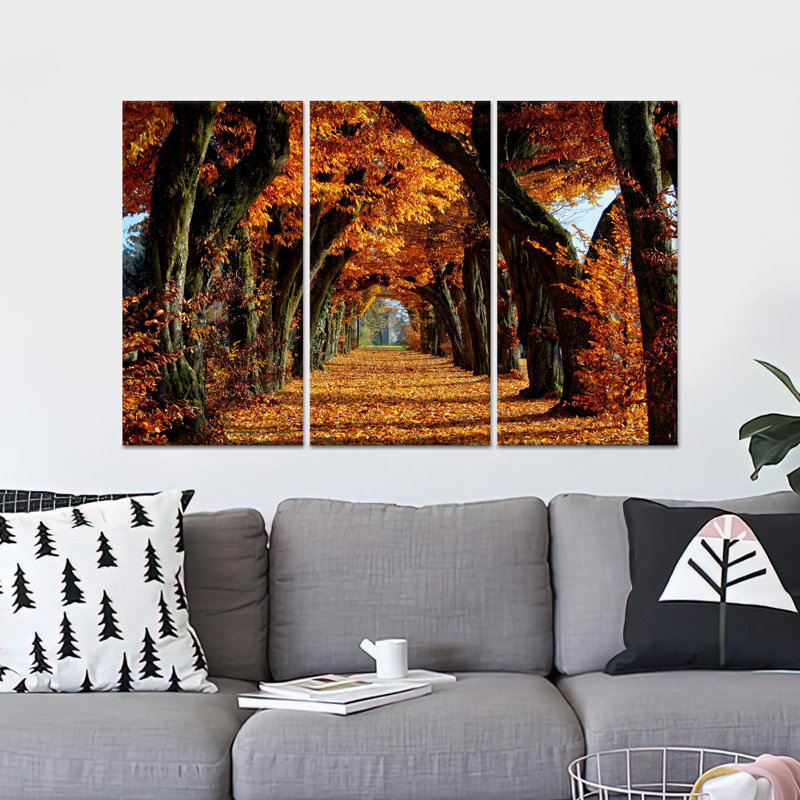 «Autumn Tree Landscape», art mural imprimé sur toile de verre 3P, H: 47,2 po x l: 59,1 po
