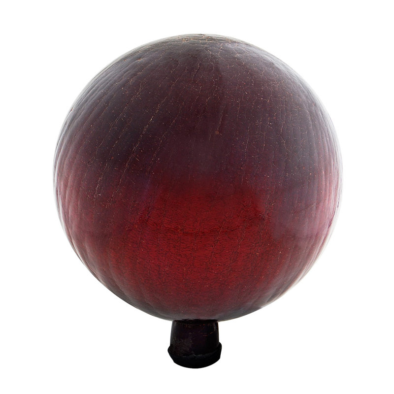 Red Crackled Glass 12" Gazing Globe