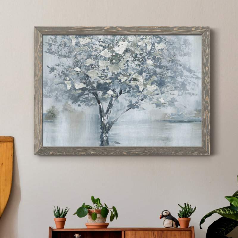 Foil Foliage - reproduction d'art sur toile, H 31,5 po x l 23,5 po x P 1,5 po, Gris