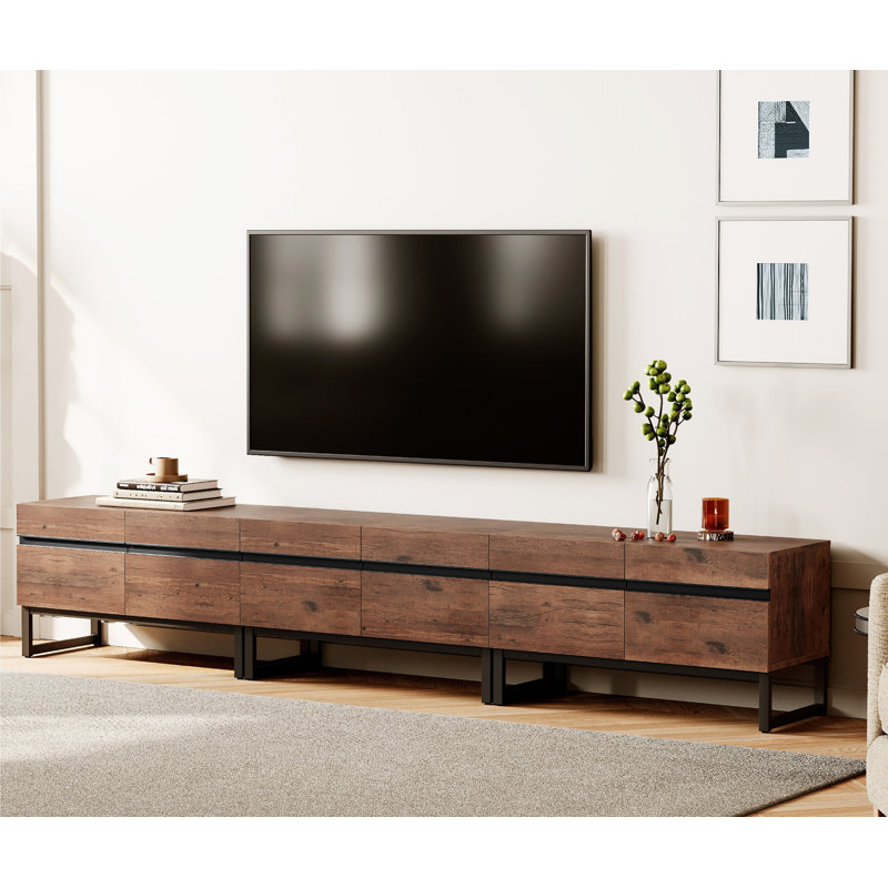 Modern TV Stand With Storage Cabinets For 110-Inch TV, Wooden Entertainment Center Media Console Table With Metal Legs For Living Room