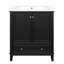 Ensemble de meuble-lavabo 30 po avec lavabo, armoire de salle de bain multifonctionnelle avec portes et tiroir, structure solide et panneau de fibres à densité moyenne-123654583