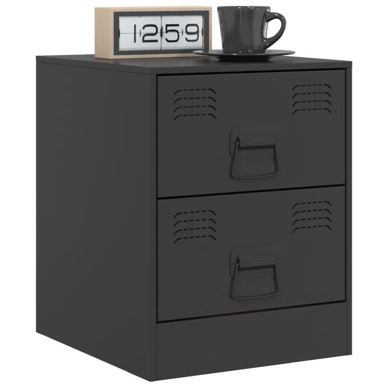 34.5cm W Steel Bedside Table, Set of 2, Black