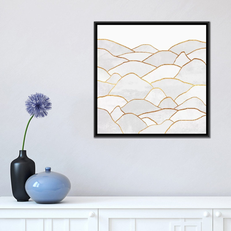 «White Hills», impression sur toile, H 18 po x l 18 po x P 1,5 po, Toile avec cadre noir, Pas de tapis