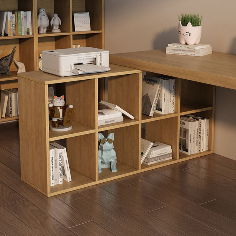 Burlywood L-Shaped Solid Wood desks, Left Hand Return, 29.53" H x 55.12" W x 55.12" D