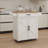 Rolling Kitchen Island With Tabletop, Towel Rack, Seasoning Rack - Customizable Storage Settings White Lockable Wheels, Adjustable Levels & Towel/Seasoning
