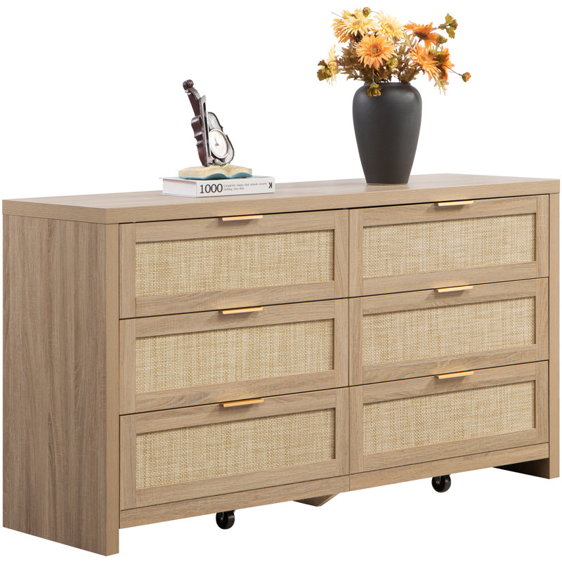 Commode 6 tiroirs Chada, Brun pâle