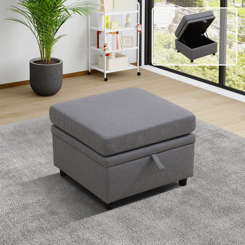 Breathable Sackcloth Storage Ottoman