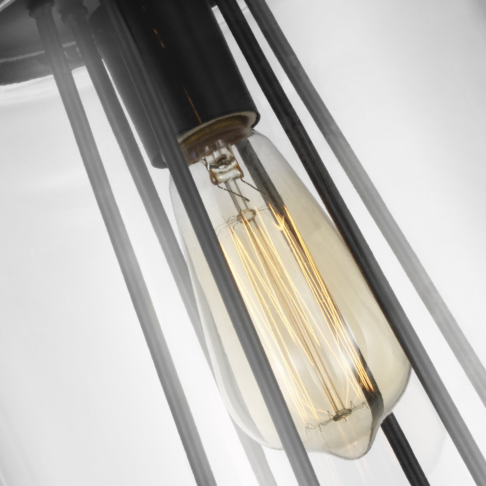 Bianca Single Light Glass Steel Dimmable Pendant, Midnight Black