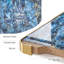 Ensemble de 2 tables de salle à manger carrées modernes, 61 cm (24 po) sans joint apparent, style café, piètement central noir et or, finition agate bleue brillante de 3,6 cm (1,4 po) d'épaisseur, résistantes à la chaleur, pour restaurant.