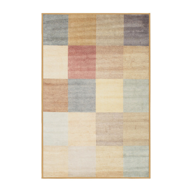 Tapis gris/rouge/bleu zone contemporaine, Rectangle 4 pi x 6 pi