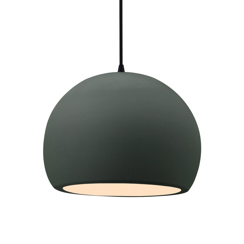 Luminaire suspendu à 1 lumière Aschwin, H 9,25 po x l 12,25 po x P 12,25 po, Étain, vert, Noir mat