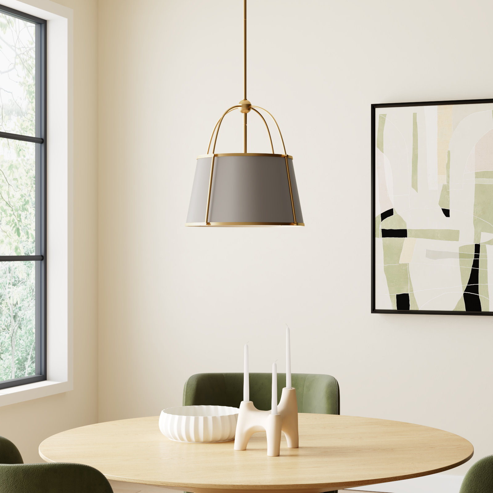 Moxie Single Light Metal Dimmable Pendant, Lacquered Dark Brass