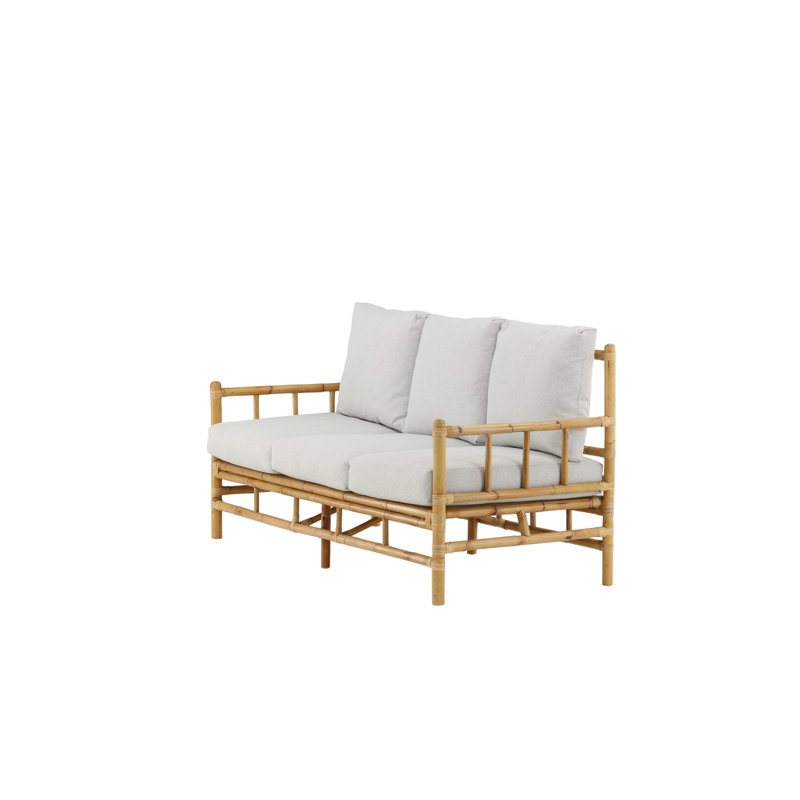 Hakan 180cm Wide Wicker Patio Sofa with Cushions