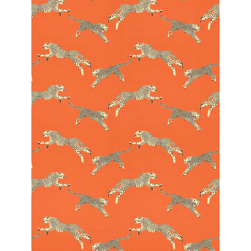 Leaping Cheetah Fabric, Clementine