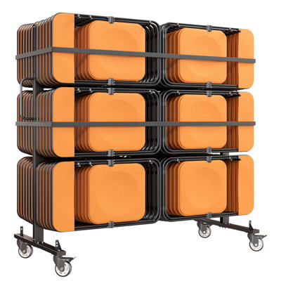 Table pliante et chariot de 800 lb pouvant accueillir 42 chaises et 12 tables, pour les grands événements, en acier au carbone robuste, facile à déplacer, chariot de rangement, avec roulettes pivotantes verrouillables, housse imperméable