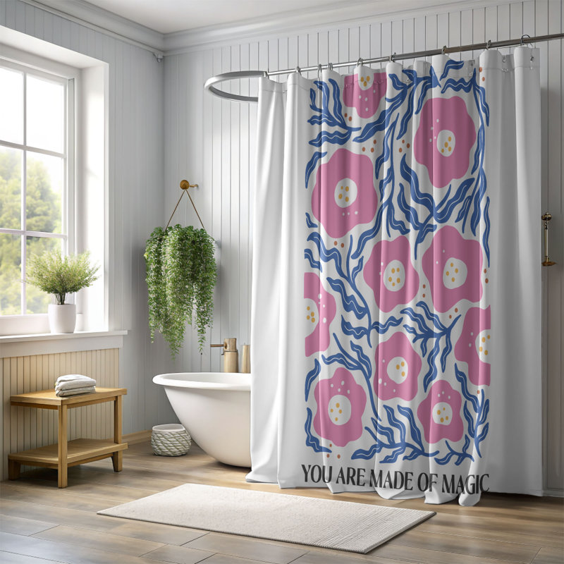 Rideau de douche 1 pièce Wild Blooms, H 74 po x l 71 po
