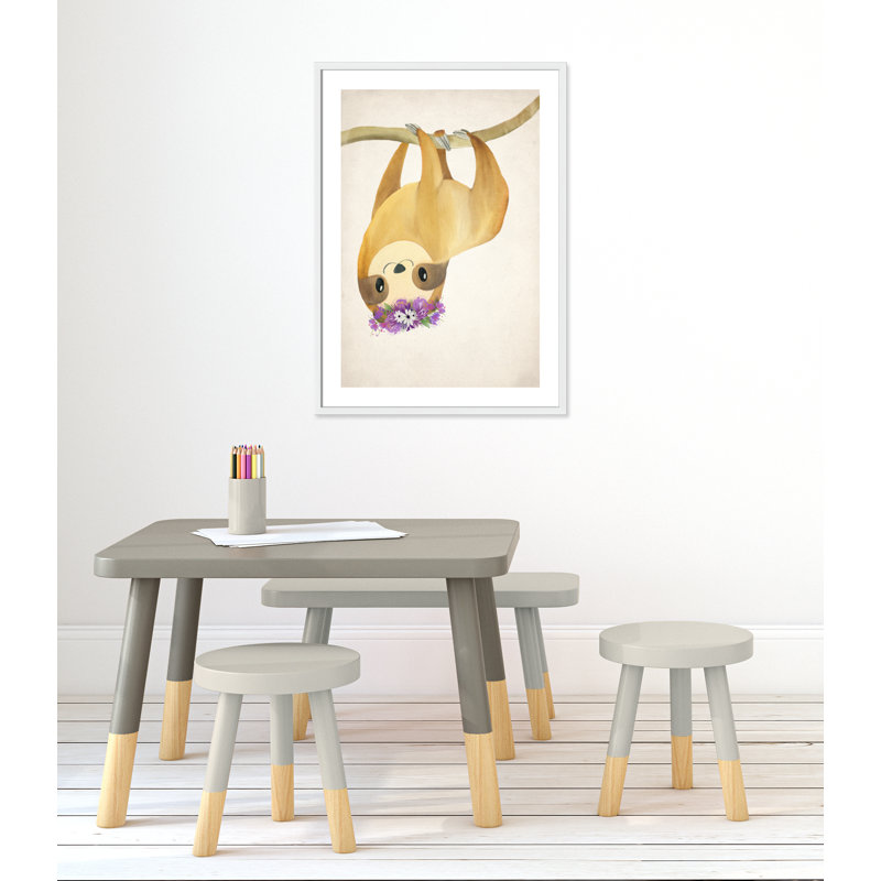 Sloth floral 2, H 35,5 po x l 25,5 po x P 1,19 po, Encadré de boîte blanc