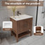 Meuble-lavabo autoportant de 30 po avec tablette ouverte, base en bois massif de qualité supérieure avec base-104076245